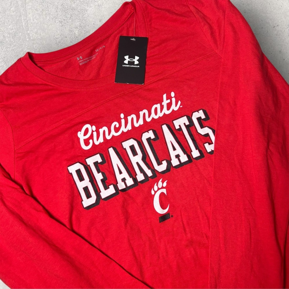 New Cincinnati Bearcats T-Shirt‎ Womens L Red Under Armour Long Sleeve Tee NCAA